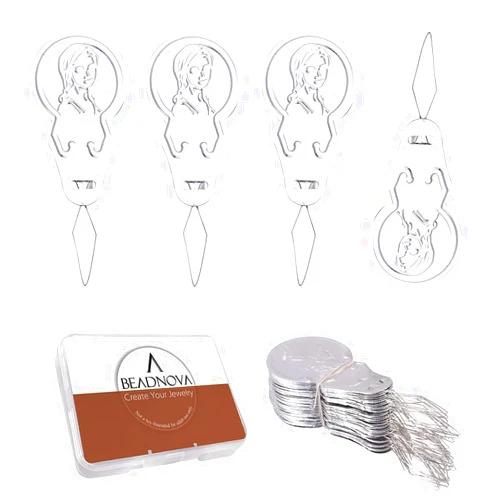 BEADNOVA Embroidery Needle Threader Tool 50pcs Aluminum Sewing Machine Needle Threader for Hand Sewing Cross Stitch Craft Knitting Quilting (50pcs)