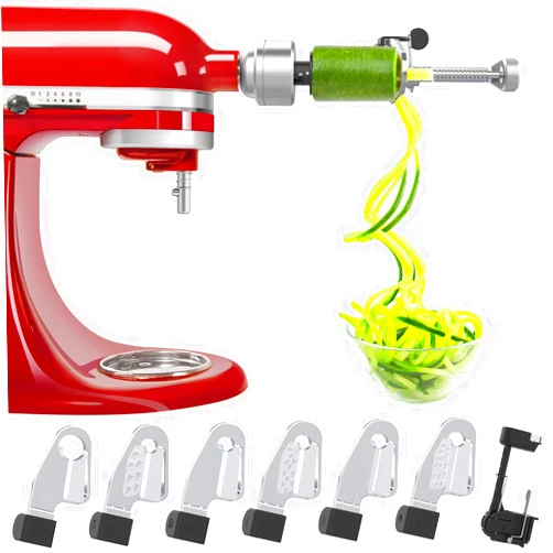 Bestand Spiralizer Attachment Compatible with KitchenAid Stand Mixer, Comes with Peel, Core and Slice, Vegetable Slicer(Not KitchAid Brand Spiralizer) (7 Blades)