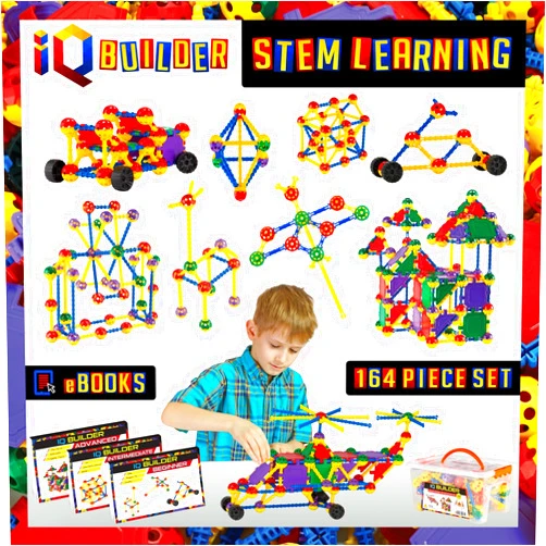 IQ BUILDER | STEM Learning Toys | Creative Construction Engineering | Fun Educational Building Toy Set for Boys and Girls Ages 3 4 5 6 7 8 9 10 Year Old | Best Toy Gift for Kids | Top Blocks Game Kit