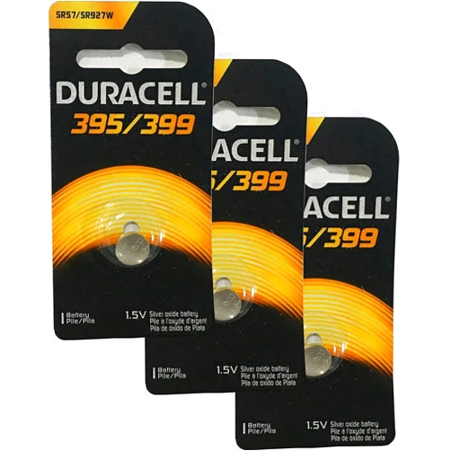 Duracell 395/399 1.5V Silver Oxide Button Battery, 3 Pack