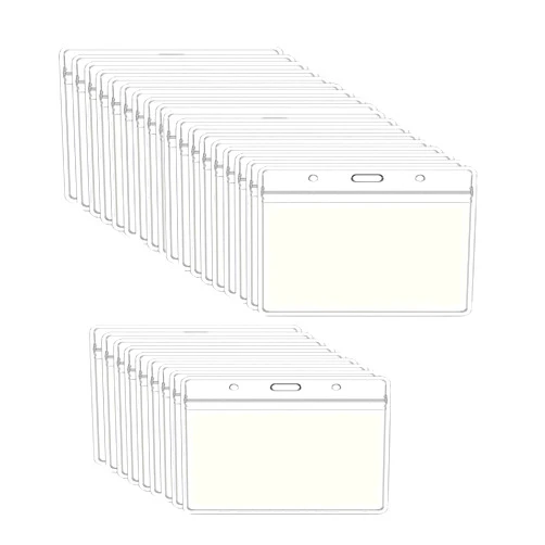 OBTANIM ID Badge Holder, 4.5x3.9 Inch Plastic Sealable Waterproof Large Name Badge Holders Horizontal Clear PVC ID Card Badge Holder with Zipper, Set of 30