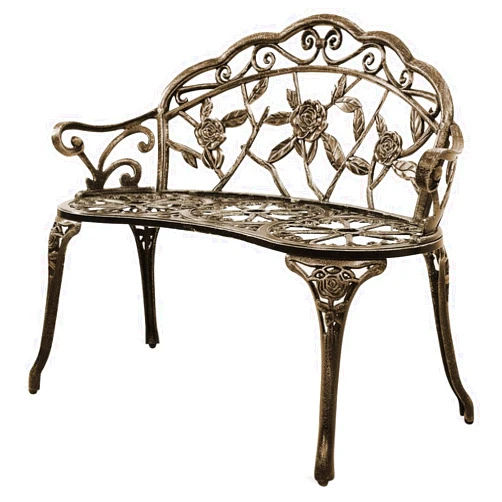 Tangkula Outdoor Garden Bench Park Bench, All-Weather Patio Bench Chair with Cast Aluminum Seat & Backrest, Porch Loveseat with Cast Iron Handle & Legs, Outdoor Bench for Patio Garden Lawn Park Deck