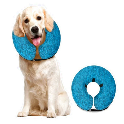 MIDOG Dog Cone Collar, Inflatable Dog Neck Donut Collar Alternative After Surgery, Soft Protective Recovery Cone for Small Medium Large Dogs and Cats Puppies - Alternative E Collar (Blue, L)