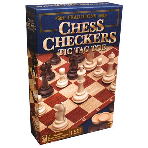 Cardinal Spin Master Traditions Chess, Checkers, and Tic Tac Toe Set