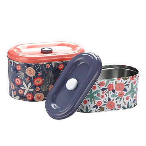 BSTKEY 2 Pack Cookie Tins, Cookie Snack Jars with Lid, Decorative Candy Canister, Baking Gift Tins Cute Countertop Tinplate Box for Storing Patisseries, Puff Pastries Craft Supplies, 2 Sizes