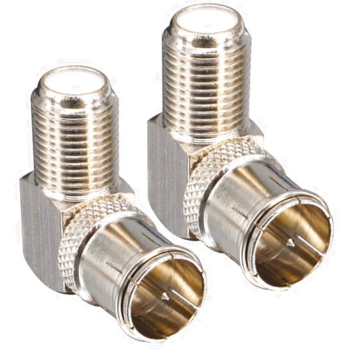 Onelinkmore F Male to Female Right Angle Coax connectors Type F Adapters Push on Coaxial Quick Connect RG6 Connectors for Wall Mounted TV,Wall Plate, Cabinet, RV TV and Coaxial Cable Connection Pack of 2