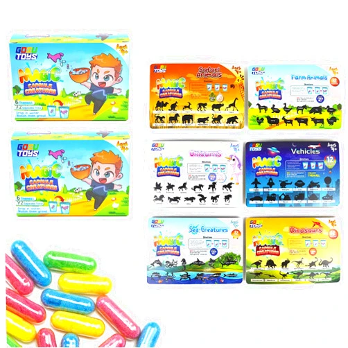 Gosu Toys Magic Capsule Creatures - 6 Theme Packs with 12 Capsules Each - Farm, Sea, Unicorns, Dinosaurs, Safari, Vehicles - Place in Water and Watch Them Grow (12 Pack (2 of Each Theme))