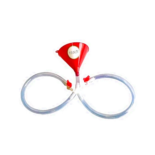 Generic Party Beer Bong Double Header with Quick Release Valve, Clear Tube with Red Funnel