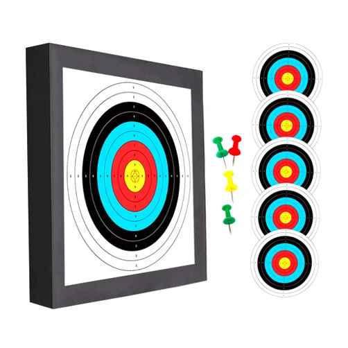- QI HUO JU - Archery Target EVA Foam Targets for Youth Beginner Backyard Shooting Targeting, 20'' Durable Bow and Arrow Practice Target Block with 5 Target Paper, 4 Pins
