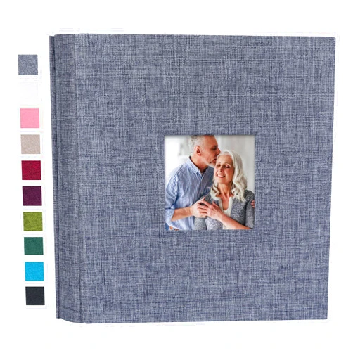 Mublalbum Small Photo Album 4x6 200 Photos Linen Cover Picture Book with Horizontal Pockets for Wedding Family Anniversary and Baby(Gray)