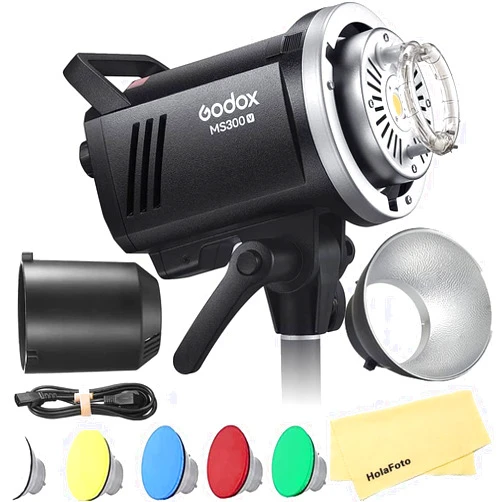 Godox MS300V MS300-V (MS300 Upgraded Version) 300W Compact Studio Strobe Flash Light,GN58 0.1-1.8S Recycle Time,2.4G X System,Bowens Mount LED Modeling Lamp for Photographic Studio Portrait Shooting