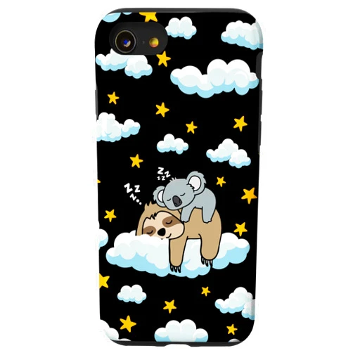 Cute Sleeping Sloth With Baby Koala Mama Bear Gift iPhone SE (2020) / 7 / 8 Funny Sleeping Sloth With Baby Koala Mama Bear Napping Gift Case
