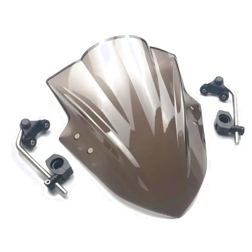 Tughjnbmdfslkeefj Motorcycle Windshield WindscreenMotorcycle Windscreens Adjustable Bracket Fit for Kawasaki ER6N ER4N for Yamaha MT125 FZ1 FZ6 FZ8 MT-01 MT03 MT07 MT09(Color:Lridium B) (Brown)