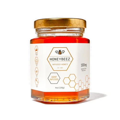 HoneyBeez Premium Raw Honey Infused with Hemp- 32mg per serving (Natural, 8oz)