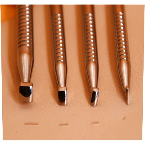 VJEWEBLU Leather Stamping Tool in Stainless Steel Smooth Angle Beveler Beveling Set 4pcs Undercut Stamps Carving DIY LeatherCrafts Kit