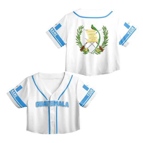 MAPrints Custom 3D Guatemala Pride Baseball Jersey Croptop Shirts Unisex Personalized Guatemalan Flag, Quetzal Bird Jersey Shirt Gift