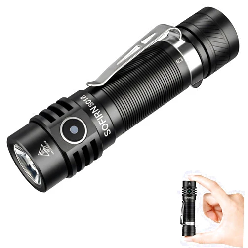 sofirn SC18 Rechargeable Flashlight 1800 High Lumens, Super Bright EDC Pocket Light with USB-C Charging, IP68 Waterproof Handheld Flashlight for Camping, Hiking, Dog Walking & Emergency