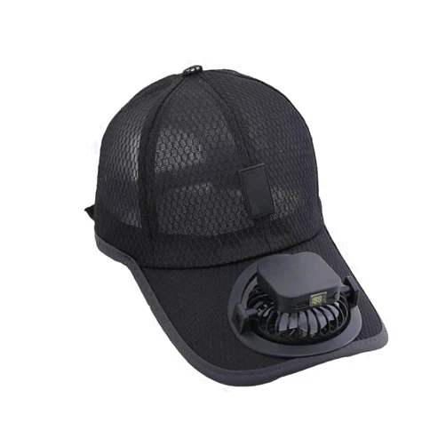 PURFUN Men Women Cool Mesh Baseball Caps with Mini Fan on Brim, 3 Adjustable Speed Solar Powered/USB Charging Fan Sun Hat Cap