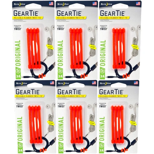 Nite Ize Gear Tie 3 - Bright Orange 4 Pack