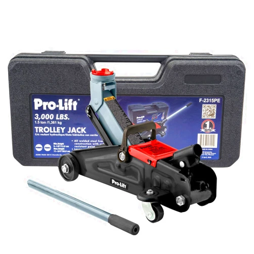 Pro-LifT F-2315PE Grey Hydraulic Trolley Jack Car Lift with Blow Molded Case-3000 LBS Capacity, 12 Inch, Black
