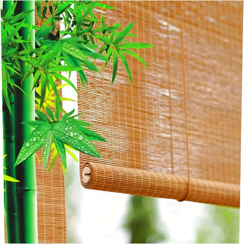 FMNV Bamboo Curtain, Natural Bamboo Roller Blind, Shade Curtain, Balcony Decoration Curtain, Shading and Ventilation, for Outdoor/Garden/Patio/Gallery