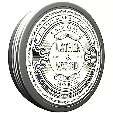 Lather & Wood Shaving Co. Lather & Wood Shaving Soap - Sandalwood - Simply The Best Luxury Shaving Cream - Tallow - Dense Lather with Fantastic Scent for The Worlds Best Wet Shaving Routine. 4.6 oz (Sandelwood)