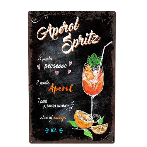 UOAIUDT Vintage Poster Metal Sign Aperol Spritz Cocktail Recipe Tin Signs Retro Plaque Wall Decor Gift For Home Kitchen Office Club Bar People Cave Gym 12x17 Inch