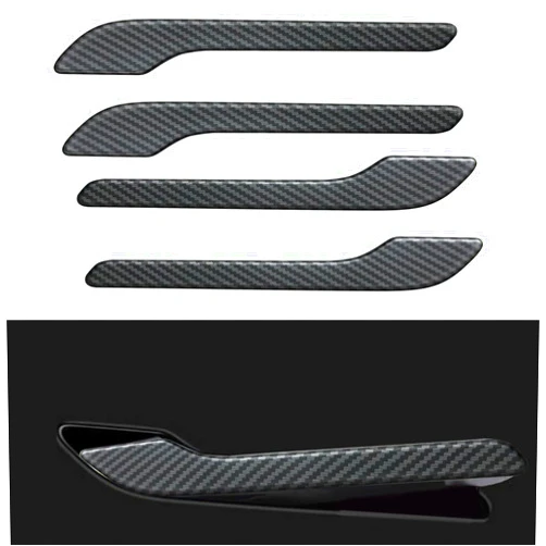 Femibon Door Handle Cover FIt for Tesla Model 3/Model y 2017-2024,Carbon Fiber Door Handle Wrap for Car Door Handle Sills Protection Wrap Accessories 4PCS (Matt Carbon Fiber Pattern)