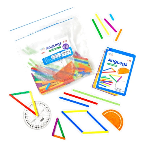 hand2mind AngLegs Small Group Set with 8 Protractors, Geometry Manipulatives, Geometric Shapes for Classroom, Montessori Math Materials, Math Teaching Tools, 4th Grade Math Manipulatives for Kids