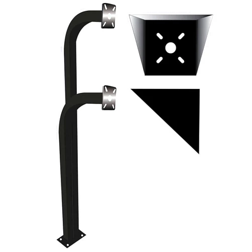 LA Ornamental Double Gooseneck of 42in and 72in with Hood Cover for Keypad Stand Intercom Holder Curve Goose Neck Pedestal Post Offset Curb Mount, Size 2