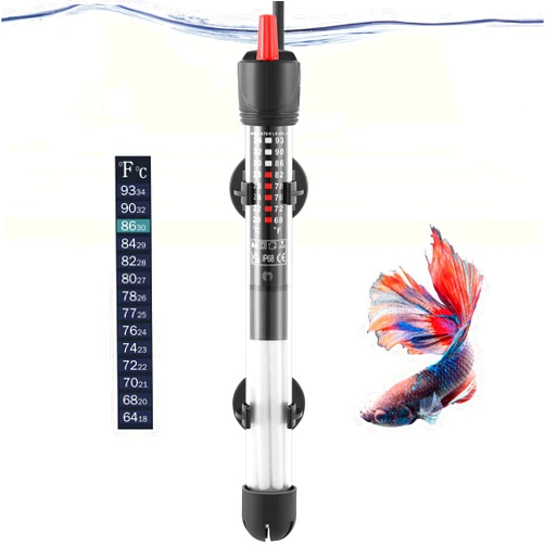 FEDOUR Aquarium Heater 50W 100W 300W, Submersible Glass Fish Tank Heater for Fresh and Salt Water (100W)