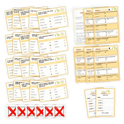 GNATV Christian Bible Feud Game - Church Game Night, Bible Trivia, Fun for Family - Includes Cards & Questions SJ02