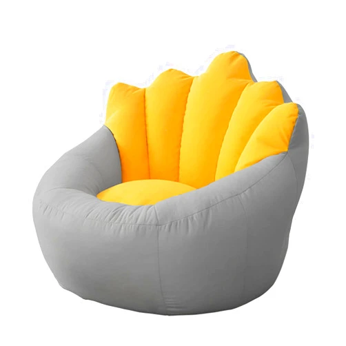 FROATS Bean Bag Chair Cover Crown Shaped (No Filling) Washable, for Living Room Corner Chair Bedroom Office,Yellow Gray,M