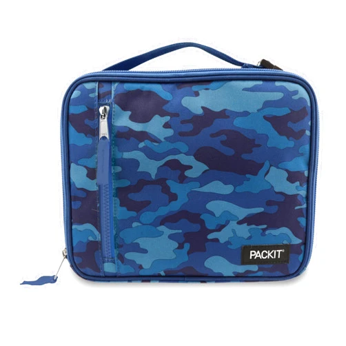 PackIt Freezable Classic Lunch Box, Blue Camo, Built with EcoFreeze Technology, Collapsible, Reusable, Zip Closure With Zip Front Pocket and Buckle Handle, Designed for Lunches