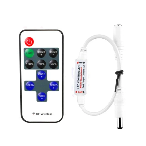 LaiPuDuo 11key RF Mini Wireless Remote Controller DC5-24V for 3528 5050 Single Color LED Strip Lights Wireless Switch Dimmer Control