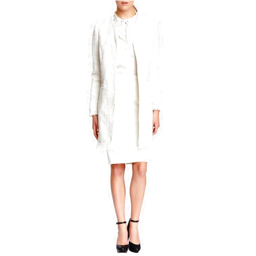 Vertigo Paris Women's Tweed Fringe Boucle Wool Blend Coat - Ivory - Medium