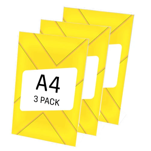 BE BOARD SIGEL SY110 Sign Holder, Slanted, for A4, Single-Sided Presentation, Acrylic, Clear, 3 pcs.