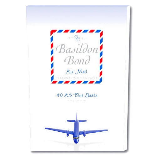 Basildon Bond A5 148 x 210 mm Writing Pad with 40 Sheets - Airmail Blue