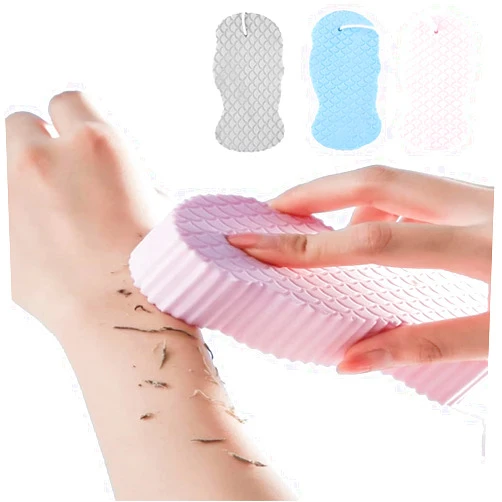 WFWJ 3Pcs Magic Exfoliating Bath Sponge,3D Super Soft Exfoliating Bath Sponge,Exfoliating Sponge Remover Dead Skin for Adults Children and Pregnant Women,Reusable(Blue+Pink+Gray)