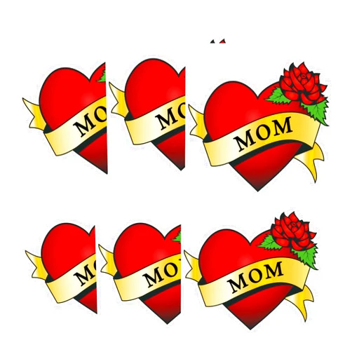 PADOUN Mom Heart Tattoos, 6-Sheet Mom Tattoo Temporary for Men Women Adults Kids Love for Mother's Day