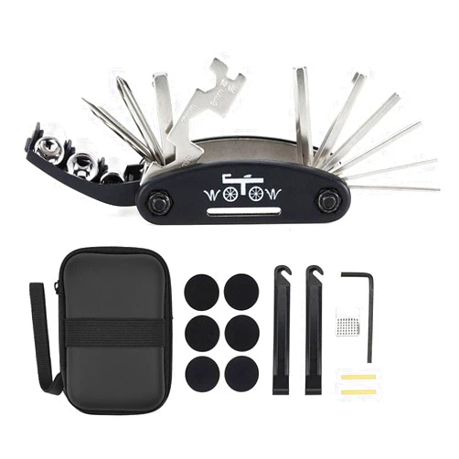 WOTOW Bike Repair Tool Kit - 16 in 1 Bicycle Multitool Portable Mountain Bike Tool Cycling Maintenance, Bike Hex Key Wrench & Bike Tube Patch Kit & Tire Lever & Hard Carrying Case (16 in 1 Tool)