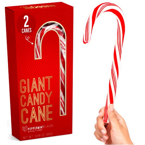 Taboom Giant Candy Cane Sticks 2 Pack Gift box - 10 Inch Individually Wrapped Christmas Candy Peppermint Flavor For Stocking Fillers, Holiday Party Favor, Gift Decorations