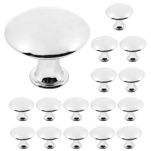 SWZHAI 16 Pcs Polished Chrome Cabinet Knobs, Round Dresser Knobs Kitchen Drawer Knobs, Single Hole Cupboard Door Knobs Dresser Drawer Pulls Handles (Polished Chrome)