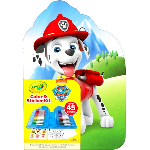 Crayola PAW Patrol Art Kit for Kids (45pcs), PAW Patrol Coloring Book Pages, PAW Patrol Stickers for Kids, PAW Patrol Toy, Holiday Gift, red, white, black