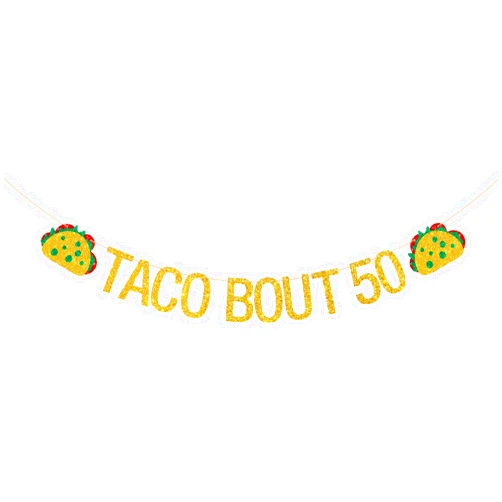 Deloklte Taco Bout 50 Banner, Mexican Fiesta Theme 50th Birthday Party Decoration for Men Women, 50th Birthday Fiesta Party Decor Photo Booth Props