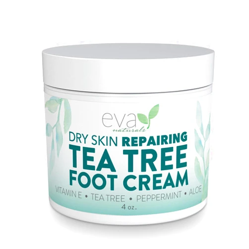 Eva Naturals Tea Tree Foot Cream - Foot Lotion with Peppermint, Menthol and Spearmint - Soothing Foot Cream Treatment for Dry Cracked Heels and Feet