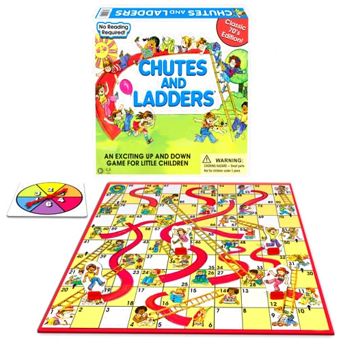 Winning Moves Classic Chutes And Ladders with 1970's Artwork by Winning Moves Games USA for Children Ages 3 and Up, Preschool Games for 2-4 players (1195)