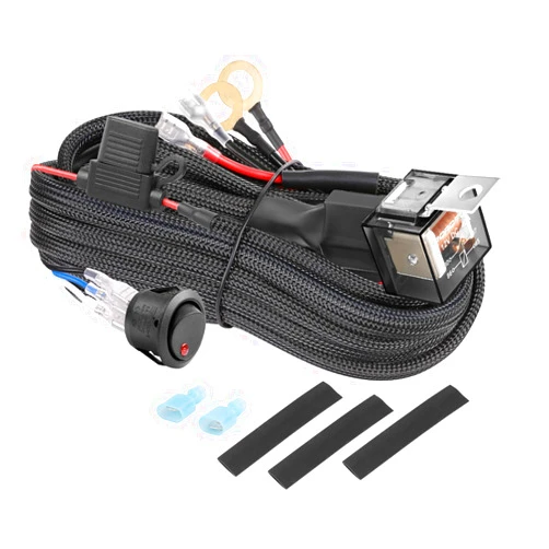 Auto Power Plus LED Light Bar Wiring Harness Auto Power Plus Wiring Harness Kit for LED Lights 450W 12V 30A Fuse Relay Universal Wiring Harness with ON/Off Waterproof Switch-1 Lead