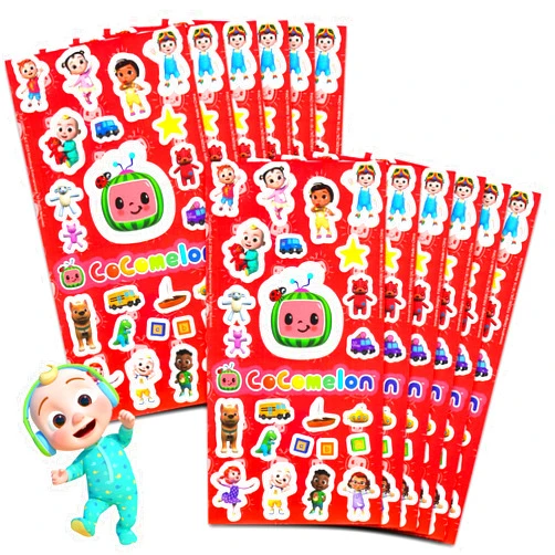CoComelon Party Favors for Boys & Girls Bundle ~ 12 Pack Sticker Sheets for Kids Birthday Party Goodie Bags Party Supplies Set