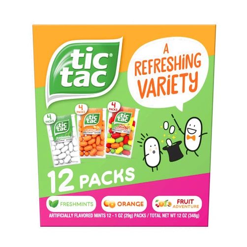 Tic Tac Flavor Variety Pack, 12 Count, On-the-Go Refreshment, Stocking Stuffers, 1 oz Each
